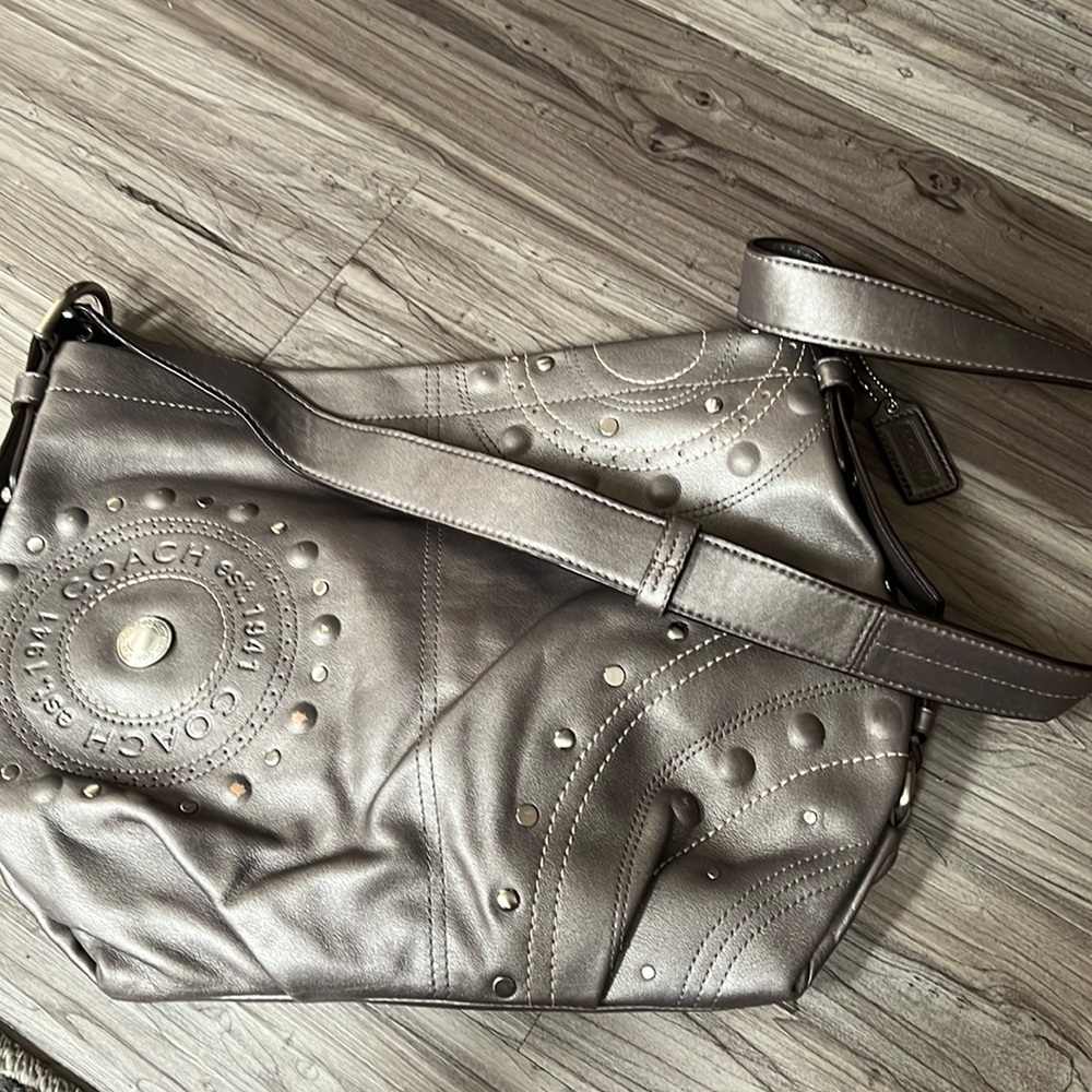 Coach pewter shoulder bag